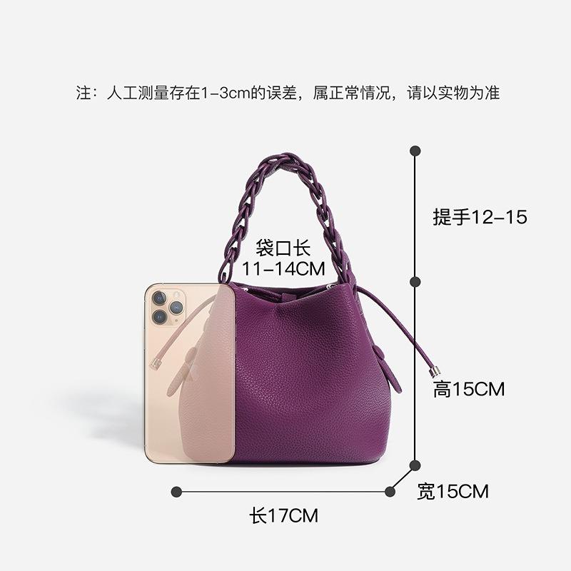 New first-layer cowhide vegetable basket bag versatile commuter handbag single shoulder messenger bag women's bag