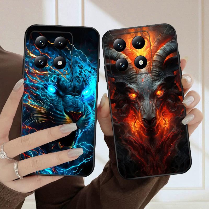 Luminous Lion Head For Xiaomi 11T 11 Ultra 12 12T Pro 14 15 13 Lite Mi Poco M4 5 M7 5G X4 X5 M6 C75 Pro X6 4G soft phone case