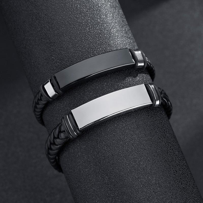 Bracelet Twist Braid Leather Rope Bracelets Stainless Steel Hiphop Rock Fashion Jewelry Accessories