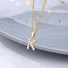 New English letter necklace plated with real gold and slightly inlaid with zircon letter pendant stainless steel chain
