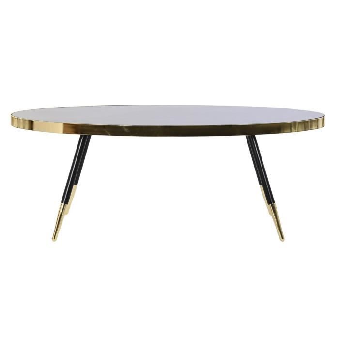 Table Basse - Urban - Doré, Noir - Verre Et Acier
