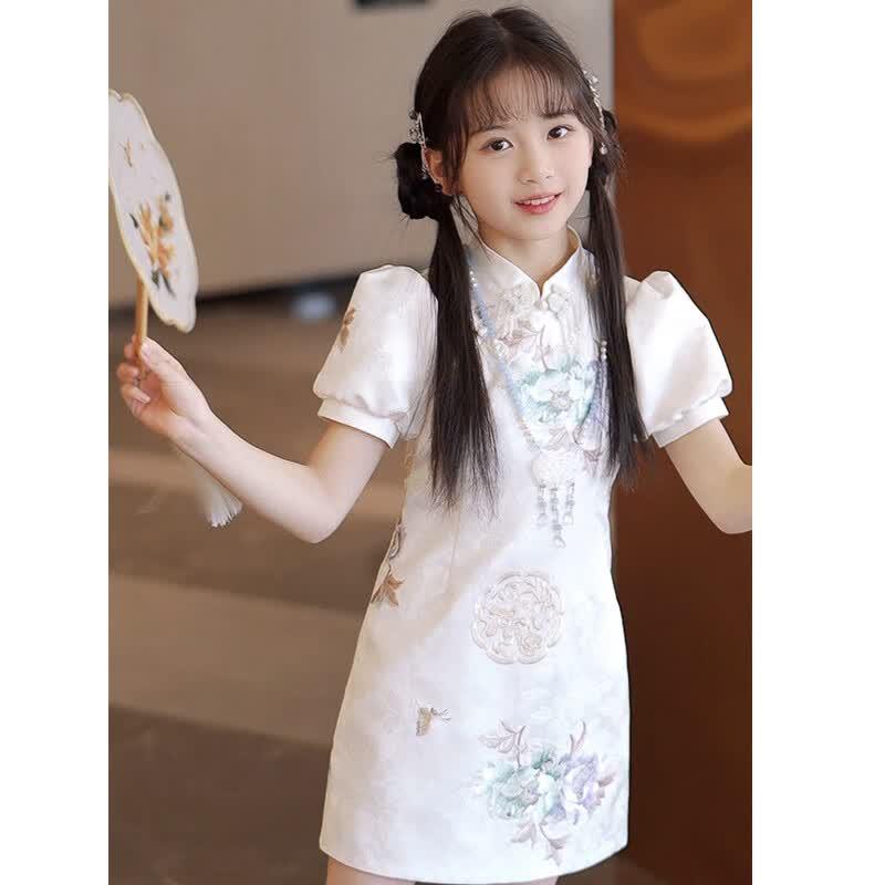 Girls' Embroidered New Chinese Style Princess Dress
