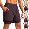 Men's Casual Sports Shorts, Double-Layer Faux Two-Piece Quick-Drying Pants