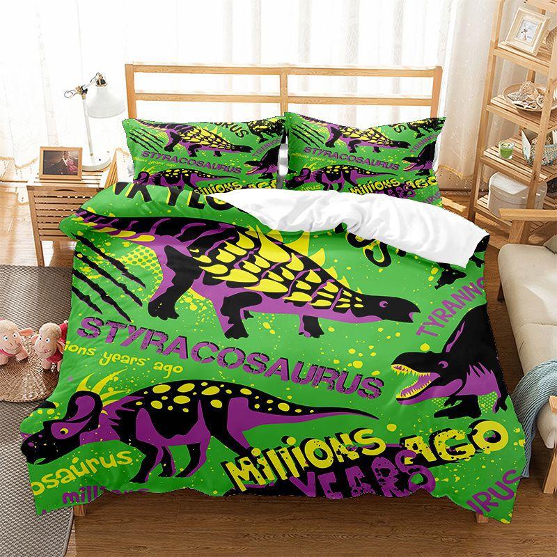 Dinosaur Duvet Cover Set Kids Bedding Set Full/Queen Size 3D Cartoon Animal Duvet Cover for Boys Girl Children Color Quilt Cover