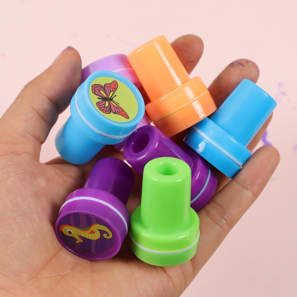10pcs Assorted Stamps Kids Self-ink Stamps Children Toy Stamps Smiley Face Seal Scrapbooking DIY Painting Po Album Decor