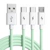 QGeeM 3'ü 1 arada 66W Süper Hızlı Şarj Macarone Örgülü Veri Kablosu, iPhone 11 12 Huawei P30 Xiaomi Android Tip C Hızlı Şarj Kablosu için uygun
