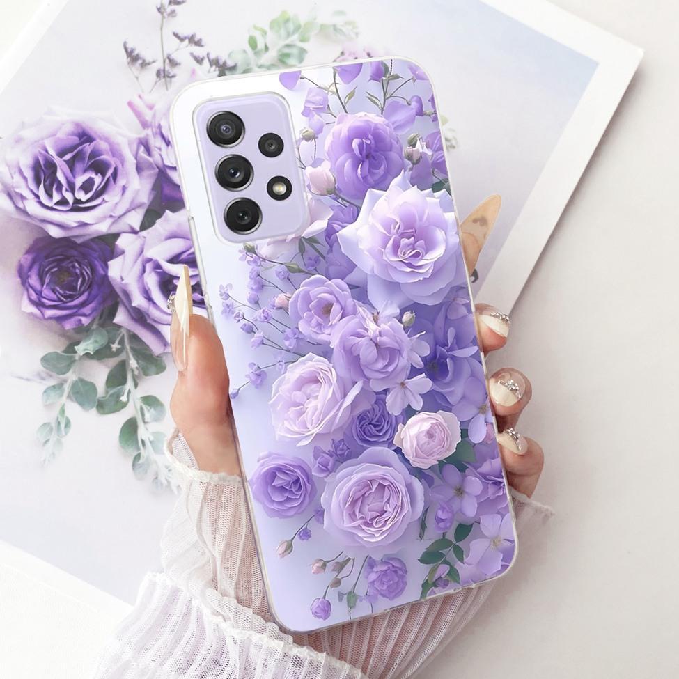 Transparent For Samsung Galaxy A72 4G Case Cute Fashion Flowers Funny Painted Casing For Samsung A72 4G SM-A725M SM-A725F Cover