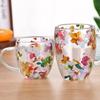 Classic Creative Double Wall Glass Cup Dried Flower Filler Glass Cups Tea Coffee Cups Gifts High Borosilicate Glass Cups with Handles