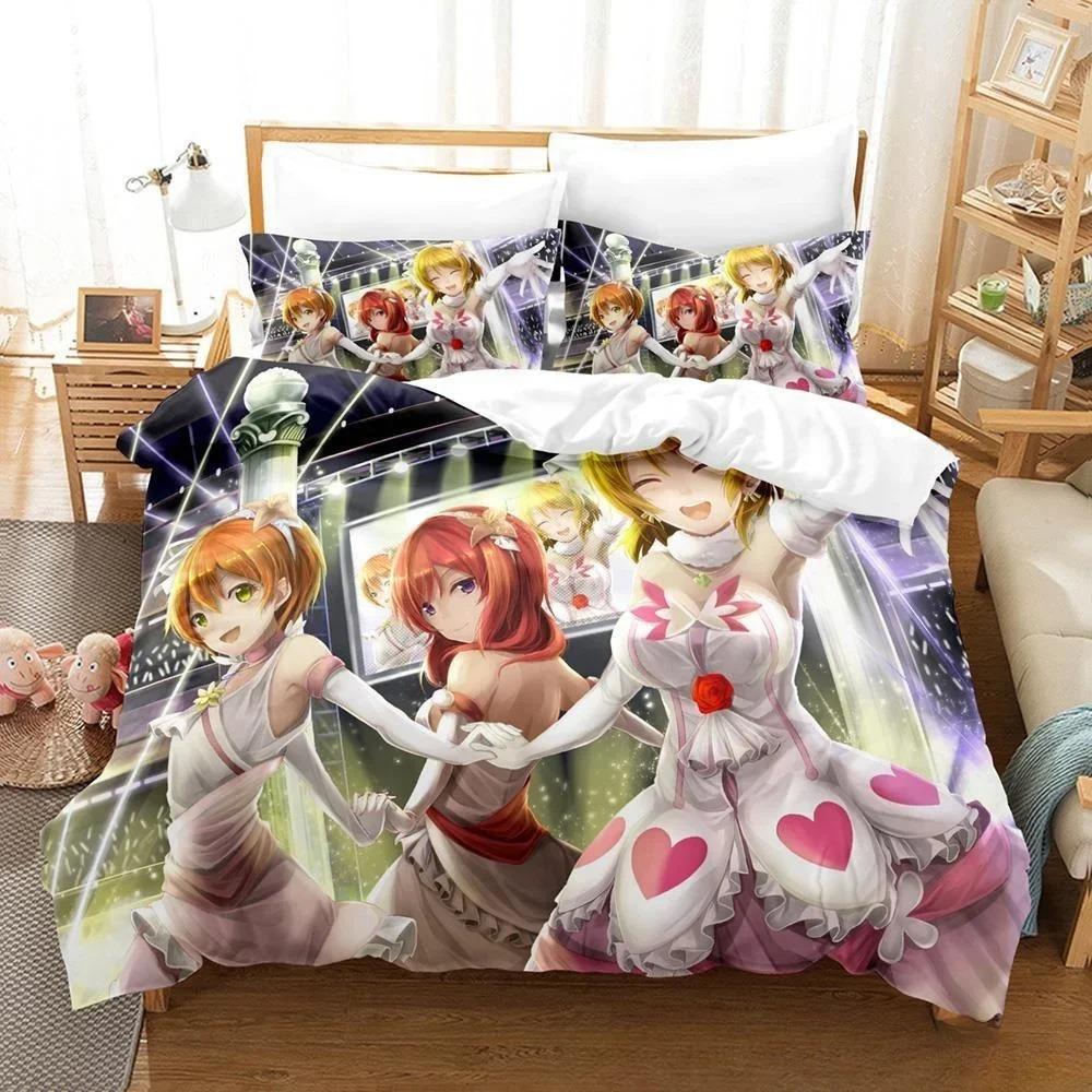 

3D Printed Anime Kawaii Girs Love Live! Bedding Set Single Twin Full Queen King Size Bed Set Adult Kid Bedroom Duvetcover Sets Tool 70x133cm 2pcs