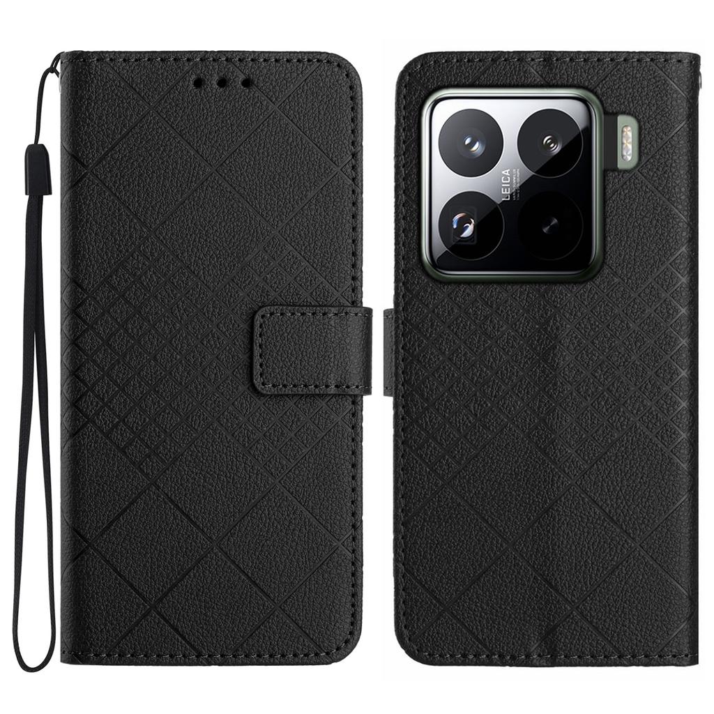 HT06 For Xiaomi 15 Wallet Phone Case Imprint PU Leather Flip Folio Cover