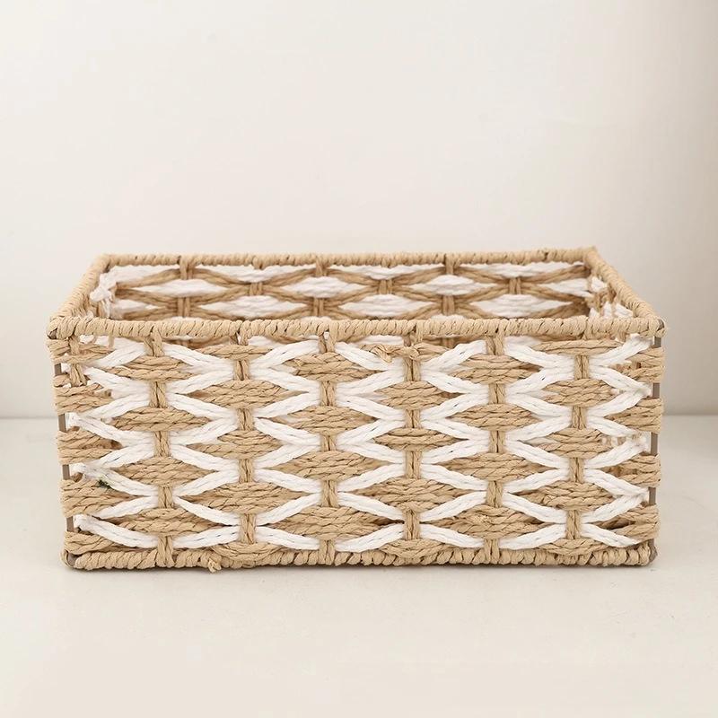 Handgeflochtener Rattan-Aufbewahrungskorb Natürlicher Tisch-Organizer für Snacks Kosmetik Heimdekoration