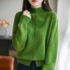 French Half Turtleneck Knitted Cardigan for Women Autumn and Winter New Warm and Slim Sweater Jacket with Top