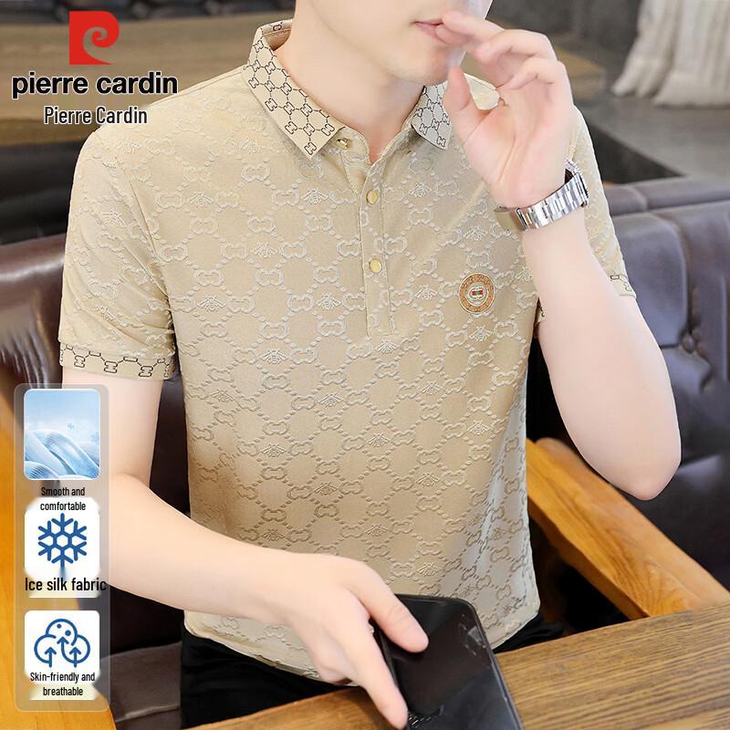 Pierre Cardin Men s Ice Silk Jacquard Polo T-shirt L