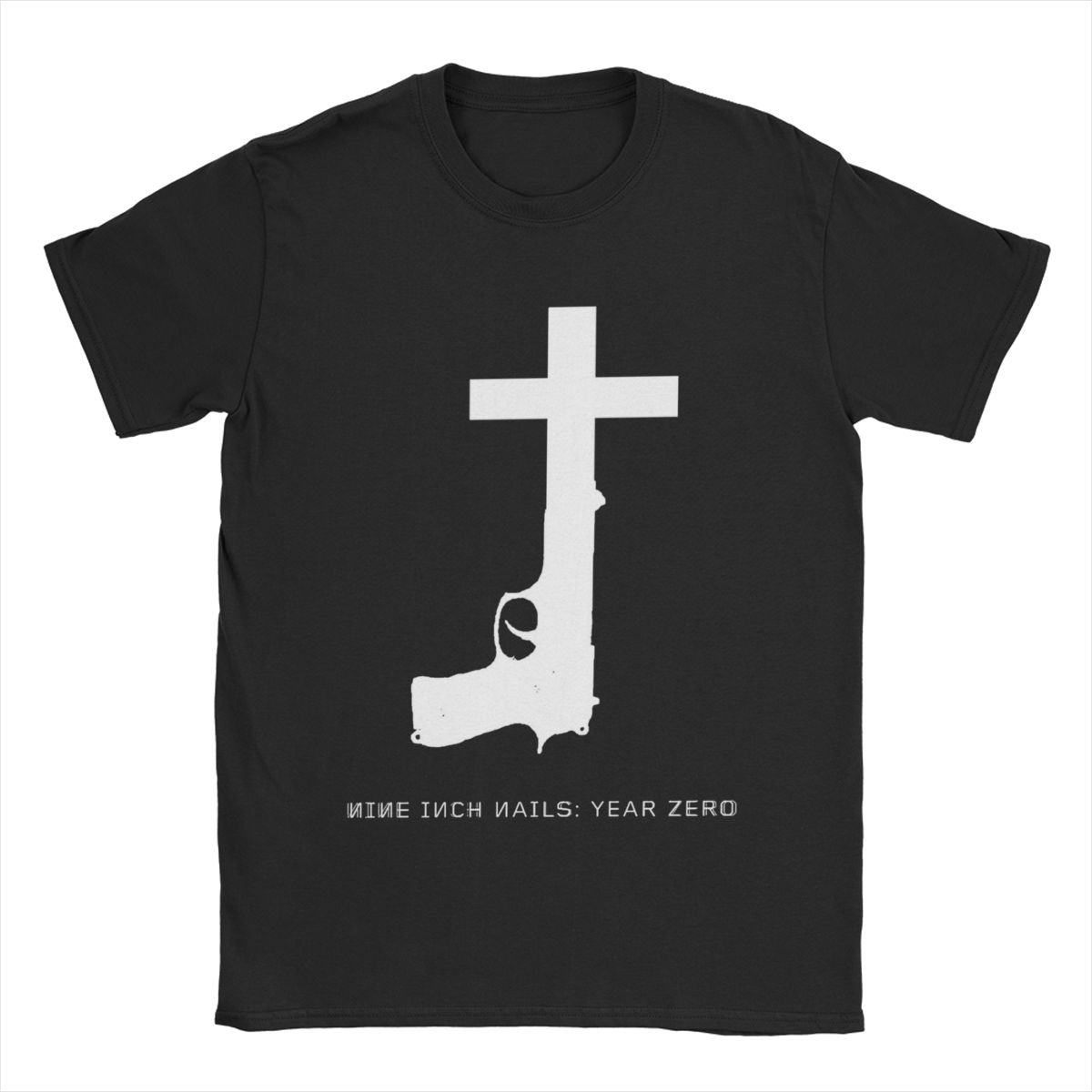 

Men T-Shirt Nine Inch Nails NIN Casual 100% Cotton Tees Short Sleeve T Shirts O Neck Clothes 4XL 5XL XL чорний