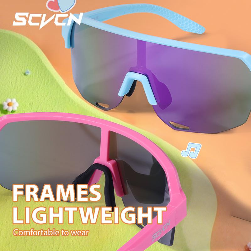 SCVCN Kids Sports Cycling Sunglasses Boys Girls Outdoor Bike Eyewear Child Camping Goggles MTB Fishing Bicycle Glasses UV400