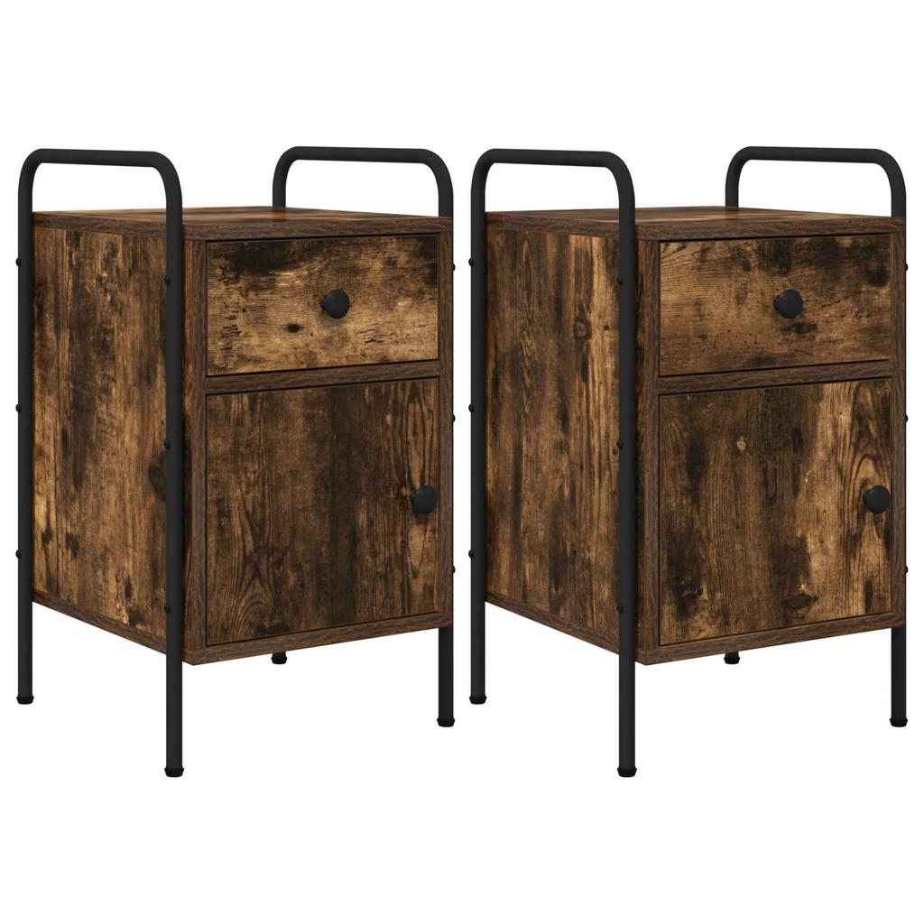 Nightstand 2 Pcs. Smoked Oak 35 X 36.5 X 61 Cm