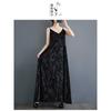 New Retro Niche Dark Jacquard V-neck Temperament Halter Dresses