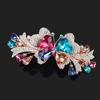 Clip de Primavera de Circonita Blanca Flor de Pedrería Brillante Clip Superior Clip Horizontal Elegante Adorno para el Cabello de Moda para Madres