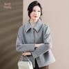 Xuexi Mid-Aged Women's 2024 Winter Wool Blend Lapel Coat