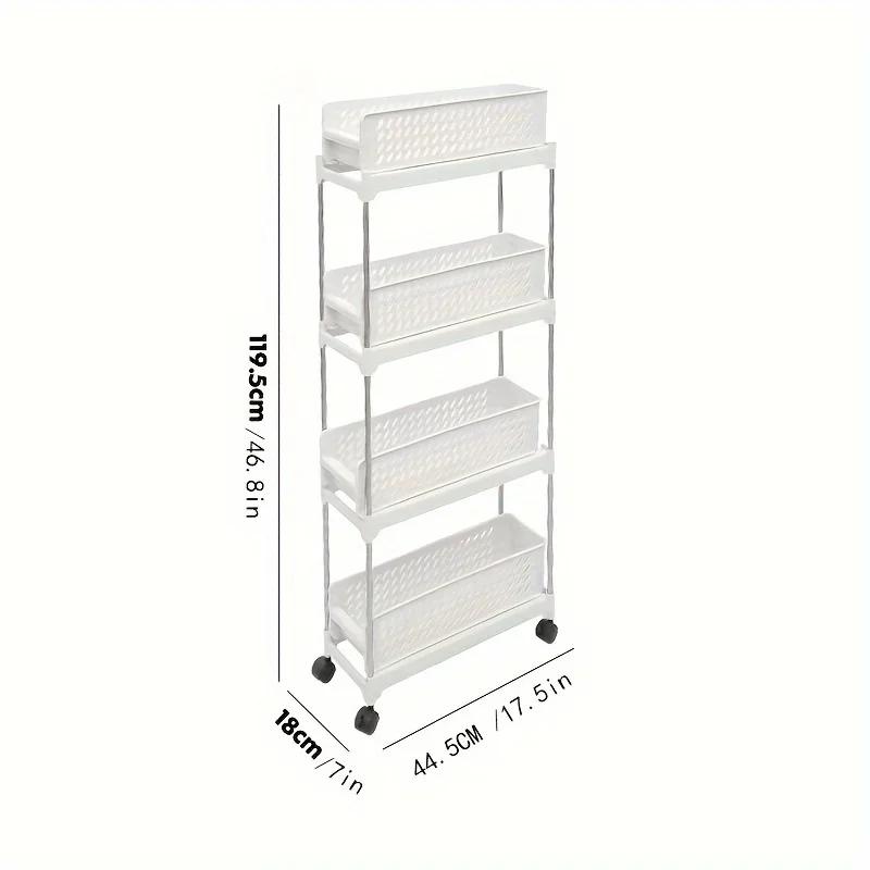 Slidable Slim Storage Cart Pullout Rack for Kitchen Livingroom Bathroom Multi-Tiers Storage Rack Free Combination Space Saving