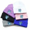 Unisex Student Cartoon Stitch Embroidered Knit Hat Outdoor Pullover Warm Hat Hip-Hop Beanie