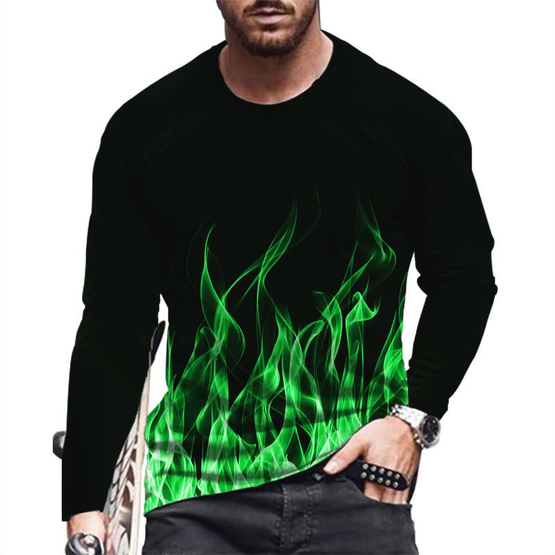 Spring Autumn T Shirts Round Neck Long Sleeves Top Men's Sport Wear Plus Size Vintage 3d Print T Shirt