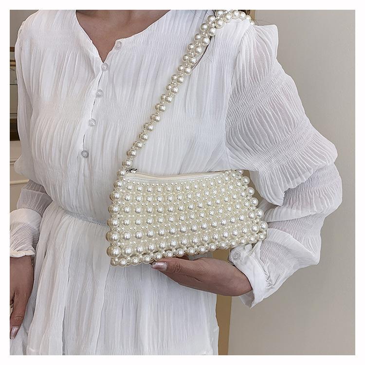 Fashion High-end Underarm Bag Women's Trend Woven Pearl Bag New Niche Shoulder Women's Bag