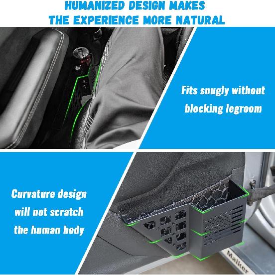 Door Pockets Storage Compatible With 2007-2018 Jeep Wrangler JK JKU 4 Door Metal Side Ert Organizer Box Replace Sagging Net