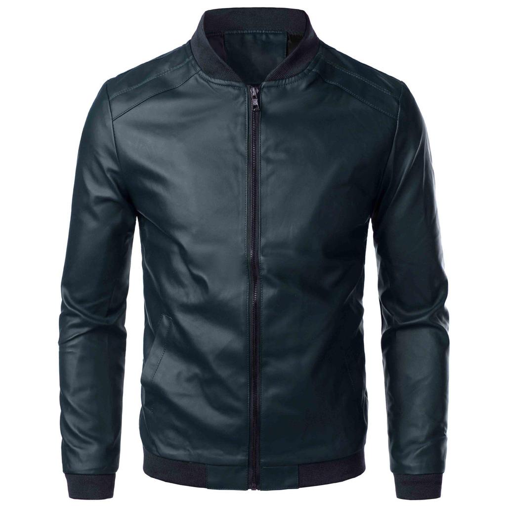 Men's Slim Fit PU Leather Jacket - European Size, Baseball Collar, Autumn/Winter Collection