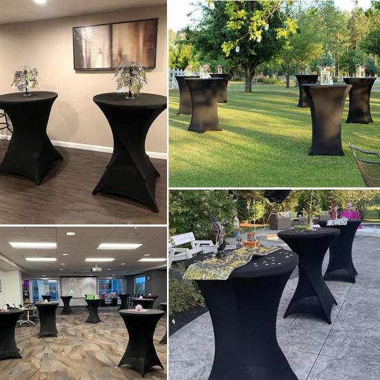 Yousheng Cocktail Table Cover Solid Color Design High Elastic Oil-Proof Universal Fit Simple Installation Round High Top Table Cloth