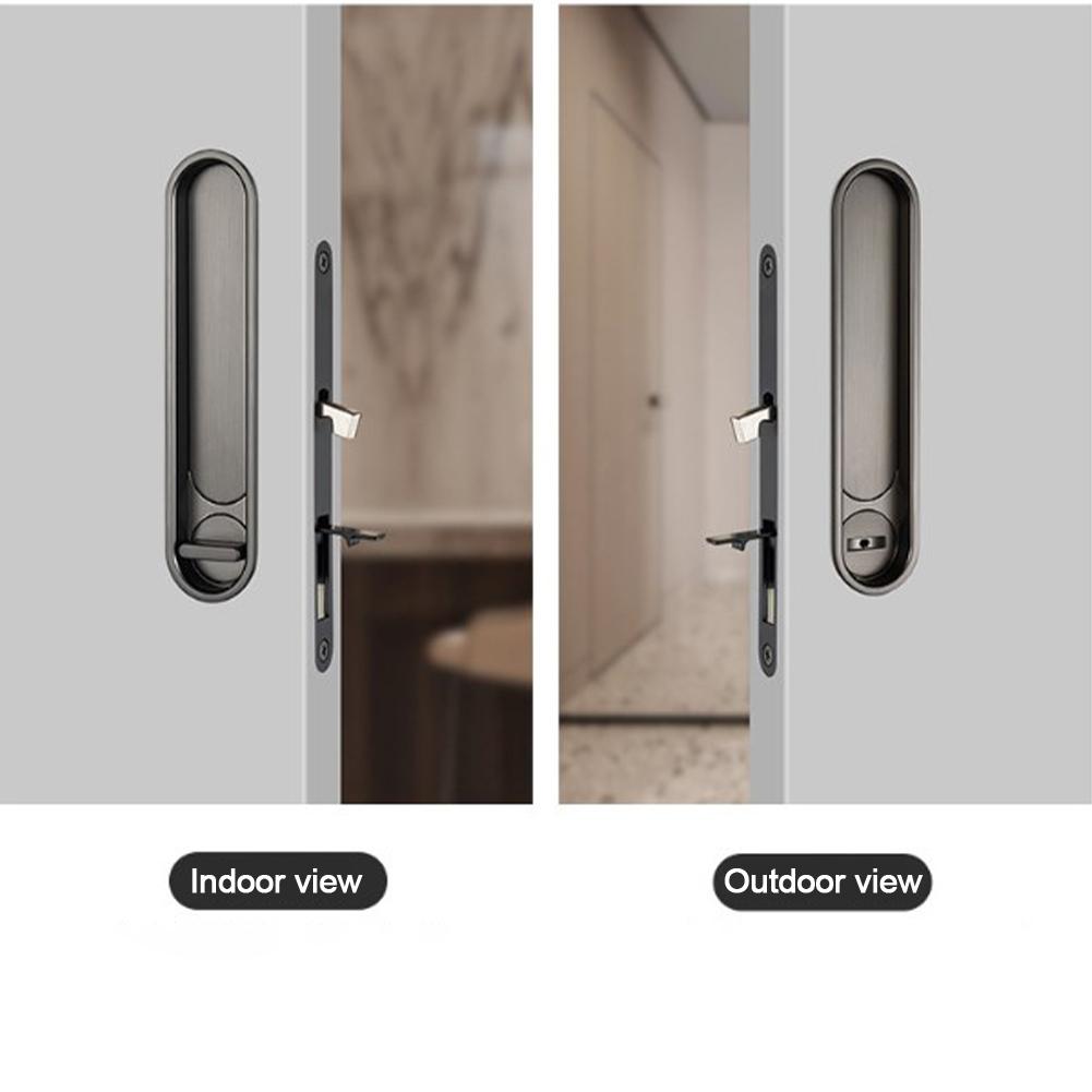 Loquet à crochet pour porte coulissante, serrure pour porte escamotable, serrure à poignée pour porte coulissante de chambre/cuisine avec cylindre de serrure, quincaillerie de sécurité pour la maison