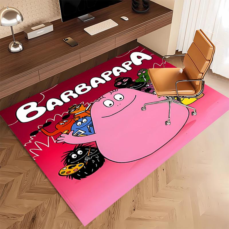 1pc Barbapapa Print Area Rug - Soft, Washable Non-Slip Indoor Mat, Living Room, Home Office Decorative Rug,Office Decorative