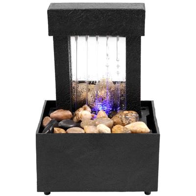 Tischbrunnen mit Licht, batterie-/USB-betrieben, Zimmerbrunnen mit Zen-Meditationsbrunnen, Dekoration für Büro und Schlafzimmer
