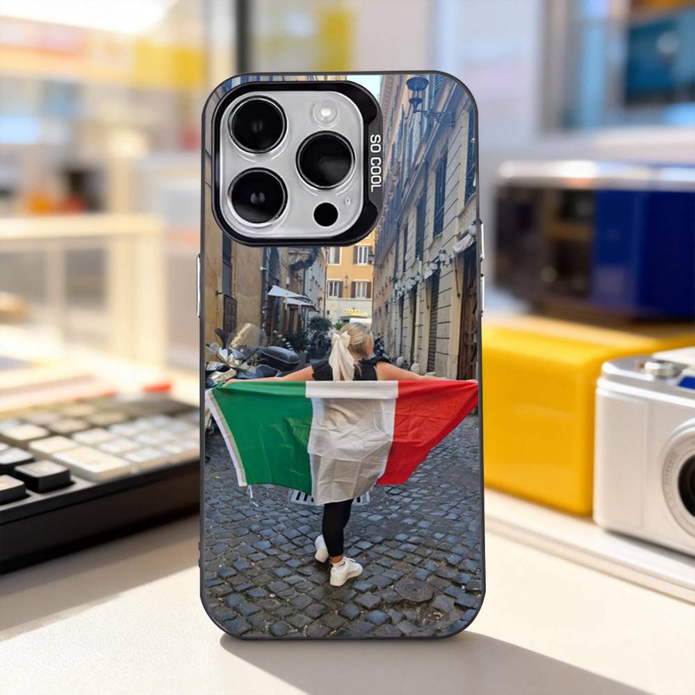 Italy Flag Map Phone Case For iPhone 17,16,15,14,13,12,11,Pro,XS,Max,Plus,Mini,SE4,E Black Matte Shockproof Cover