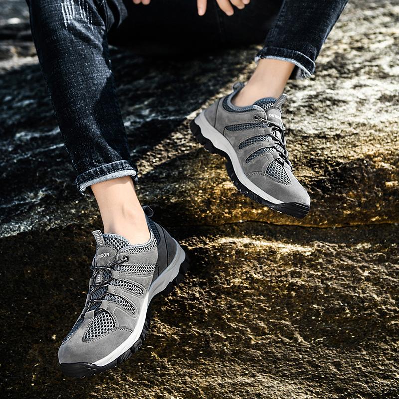 Mesh Outdoor Shoes Men Breathable Mesh Men's Hiking Sneakers 2024