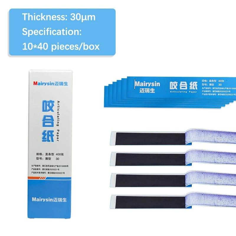 

JINGT Dental 400/200 шт., артикуляционная бумага, двусторонняя оральная двусторонняя зернистость 30/100, уход за зубами, отбеливающие стоматологические материалы, инструменты Blue 400pcs 30