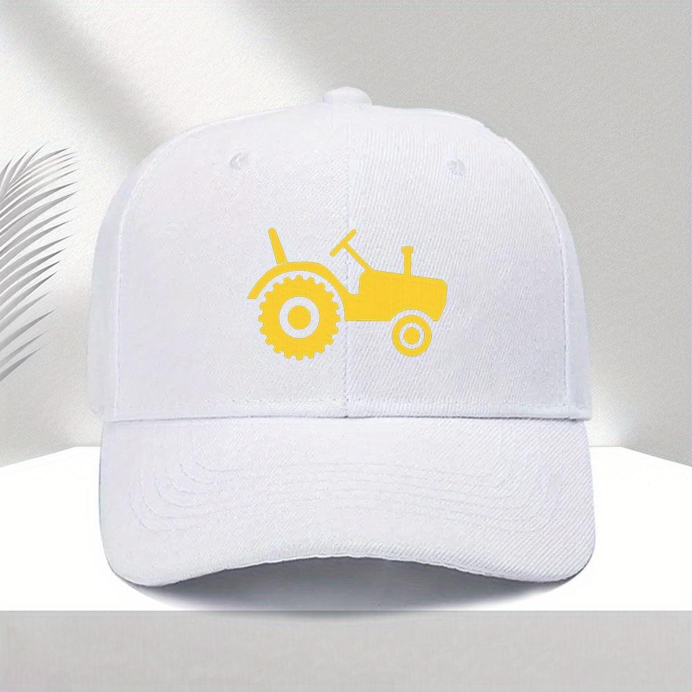 Yellow Tractor Graphic Polyester Baseball Cap Adjustable Unisex Outdoor Casual Farm Hat