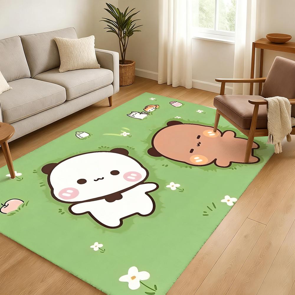 milk and mocha bear Floor Mat Soft Thickened Absorbent Non-Slip Bedroom Living Room Door Mat Home Decor Flannel Rugs