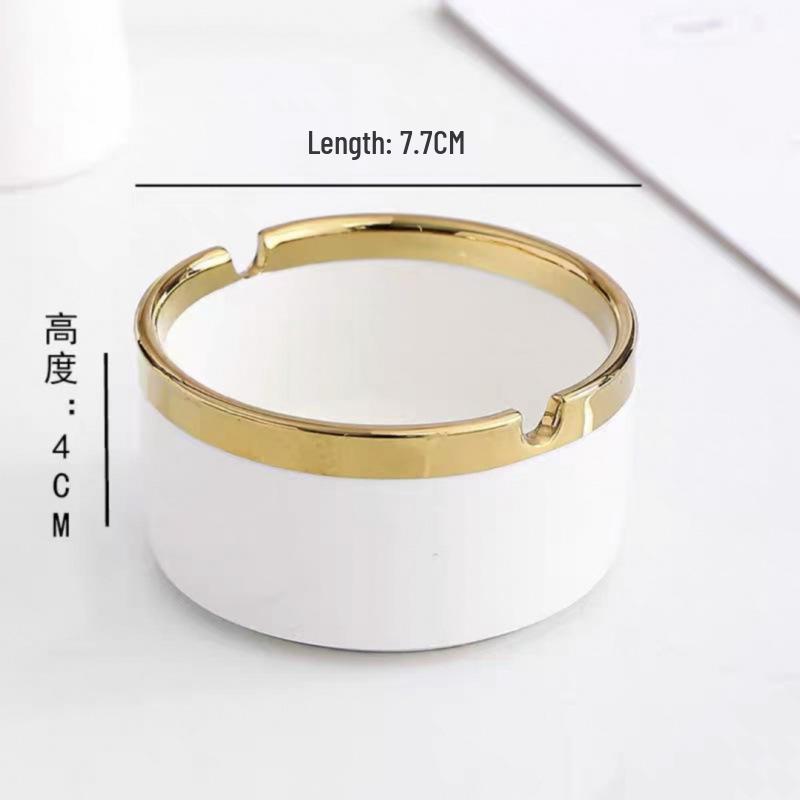 Elegant Ceramic Ashtray with Gold Trim for Hotels, Bars, Restaurants