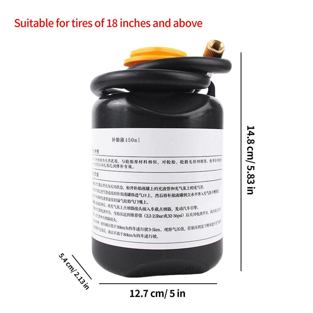 Car Tire Sealant Tire Repair Sealant 450ml Compound With Pressure Inflator Pump Enhances Mobility Safety For All Weather Ride