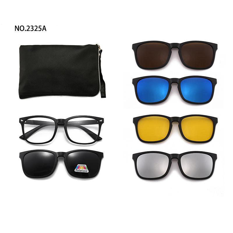 6 In 1 Men Women Optical Magnetic Sunglasses Clip Magnet Clip on Sunglasses Polaroid Clip on Sun Glasses WIth Box