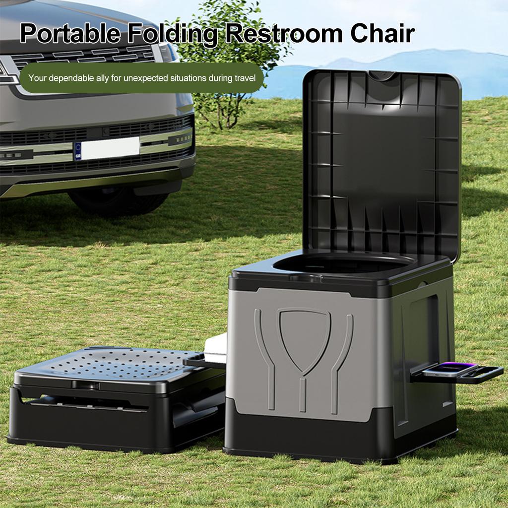 Toilettes de Camping Pliables avec Porte-Papier et Couvercle Toilettes d'Urgence Réutilisables pour Camping Voyage Plein Air Voiture Camping-Car et Usage d'Urgence