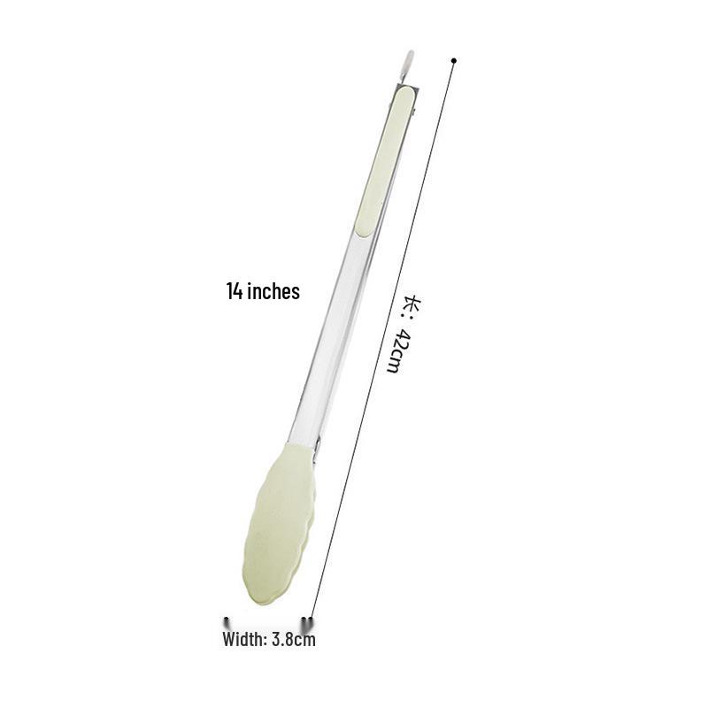 High-Temperature Resistant Silicone and Stainless Steel Food Tongs - Ideal for Barbecue, Roasting, and Bread.