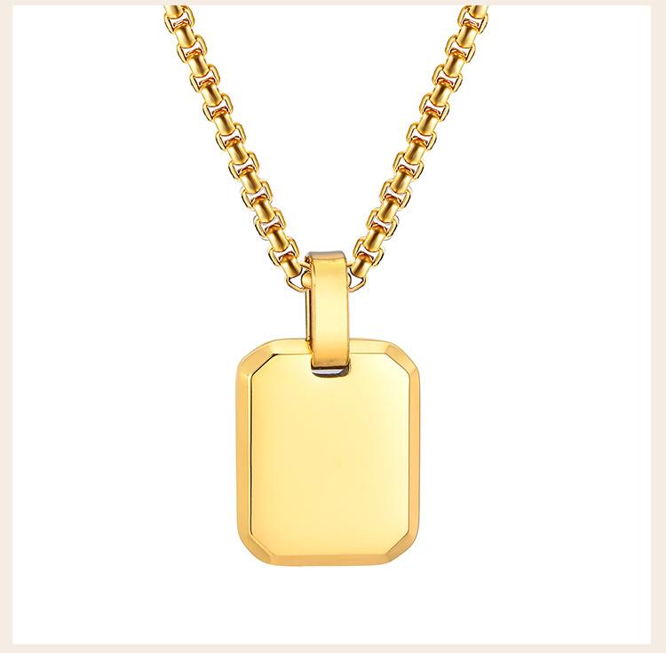 Personalized Letter Name Square Necklace For Women Men, Customized ID Tag Pendant, Stainless Steel Free Engraving Jewelry