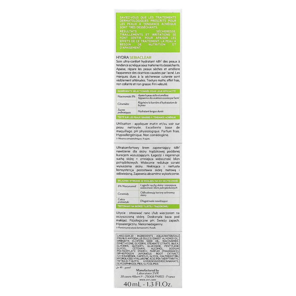 Hydra Sebiaclear, Moisturizer, Acne-Prone Skin, 40Ml(1.3Fl Oz)