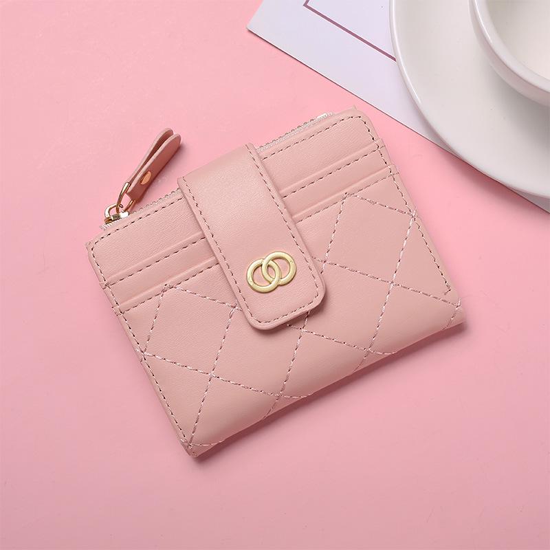2024 Spring Women's High-End Zipper Coin Purse: Short Solid Color Wallet & Card Holder