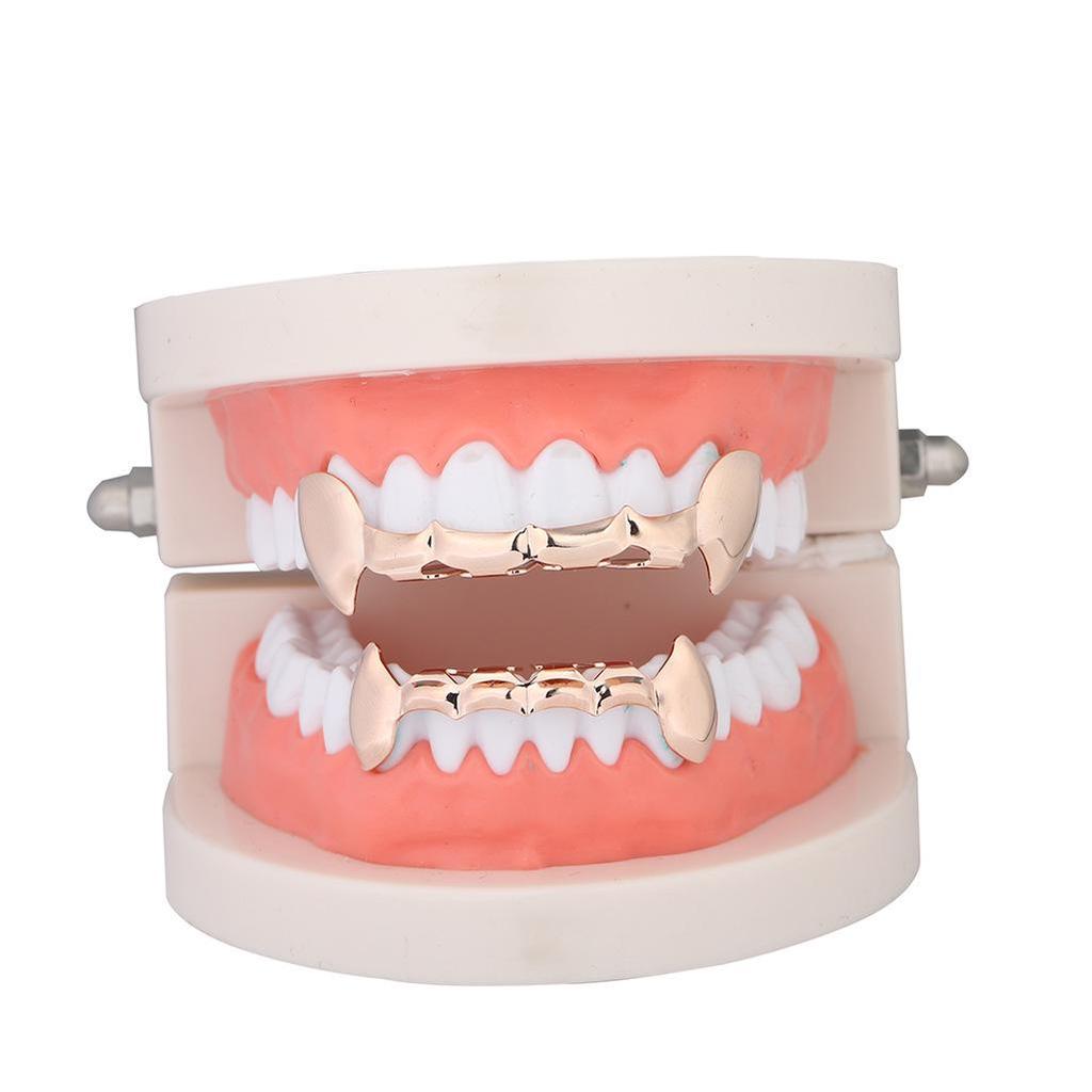 Trendy Halloween Vampire Fang Grillz - Gold Hip Hop Accessories