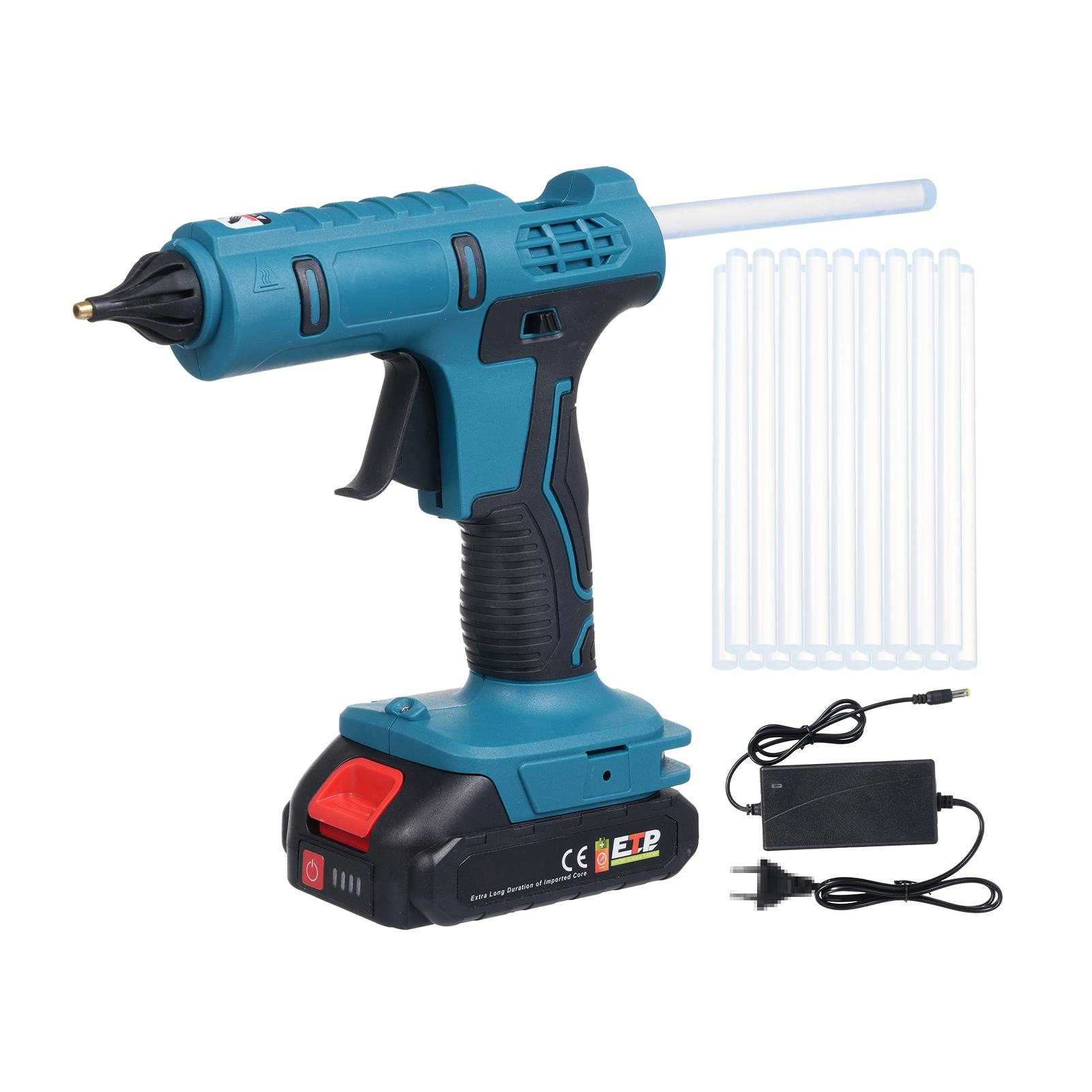 

Беспроводной термоклеевой пистолет, быстрый нагрев, безопасная постоянная температура, 20 стержней для горячего клея, светодиодная подсветка US Plug 1 Battery синий