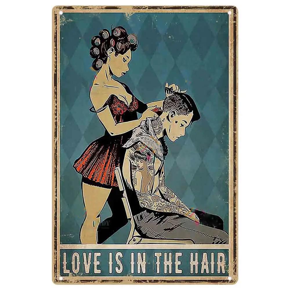 Vintage Kuaför Metal Teneke Tabelalar Kuaför Metal Posterleri Berber Dükkanı Güzellik Salonu Ev Kahve için