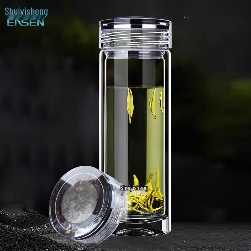Shui Yi Sheng C919 380ML Double Wall Glass Tea Infuser Tumbler